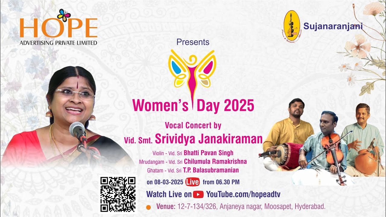 HOPEADTV Presents | Women's day2025 | Vocal Concert by Vid.Smt. Srividya Janakiraman_ 8-3-25 @:7 PM