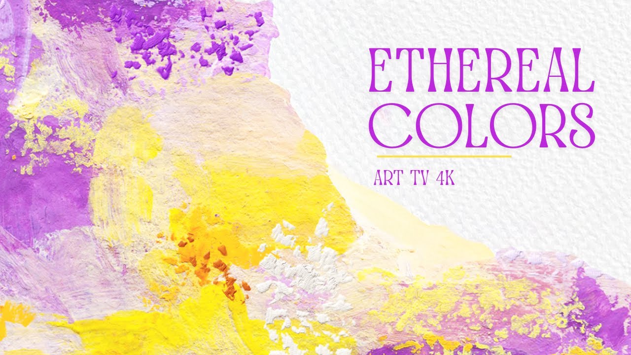Contemporary Impressionist Framed Art Screensaver Ethereal 4K | Positive Energy Art | Purple Yellow