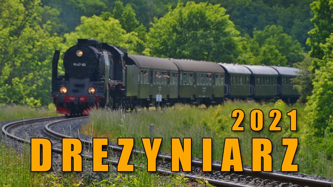 Pociąg specjalny Drezyniarz 2021 i Pt47-65 w kilku ujęciach