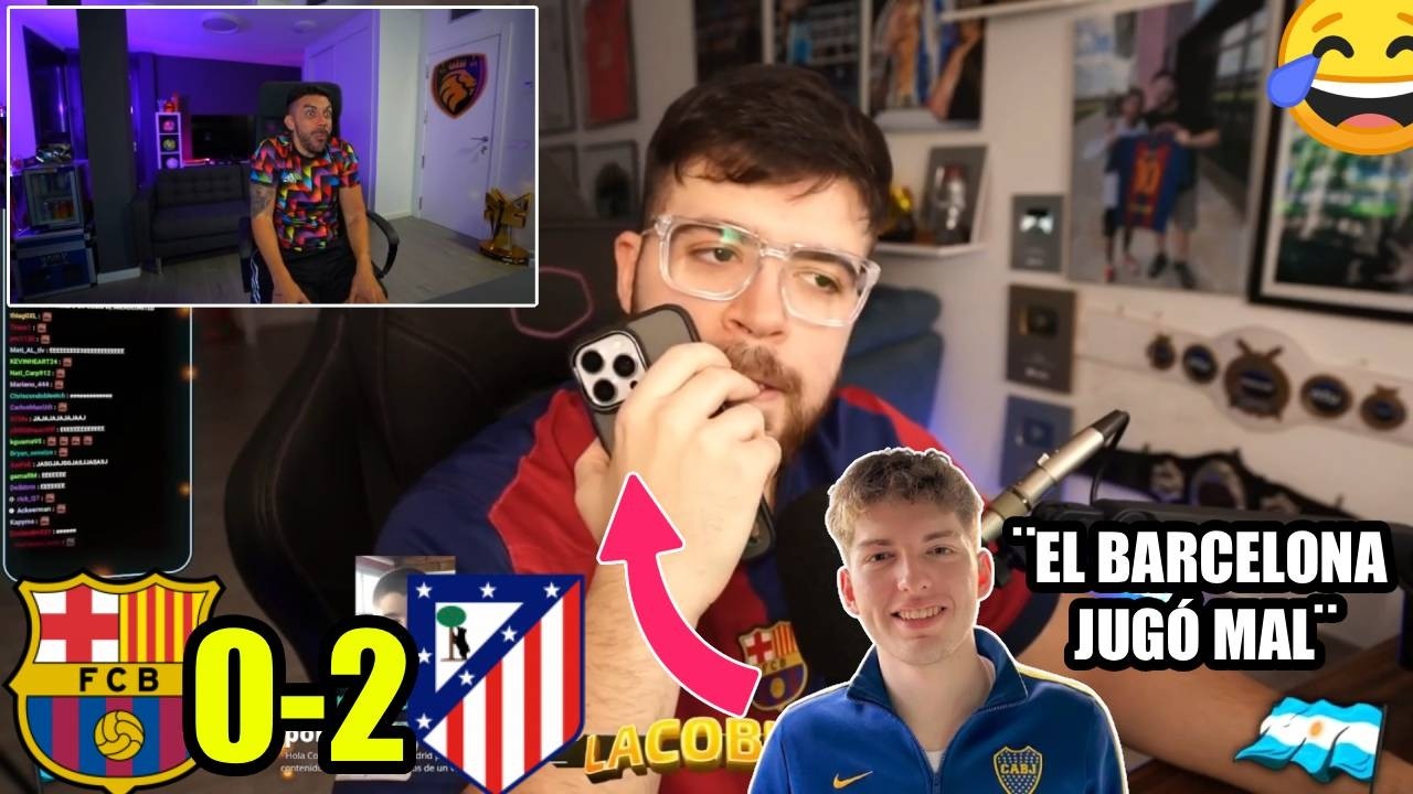 DjMaRiiO REACCIONA A LA LLAMADA ENTRE LA COBRA Y DAVO DESPU&Eacute;S DEL BAR&Ccedil;A 0-2 ATL&Eacute;TICO😂