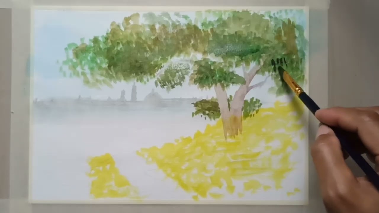 Mencoba melukis tanpa sketsa 