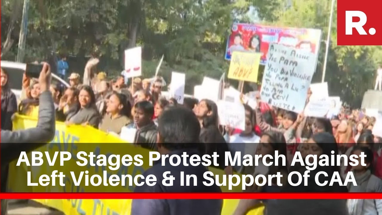 ABVP Stages Protest March Against Left Violence And In Support Of CAA In Delhi University