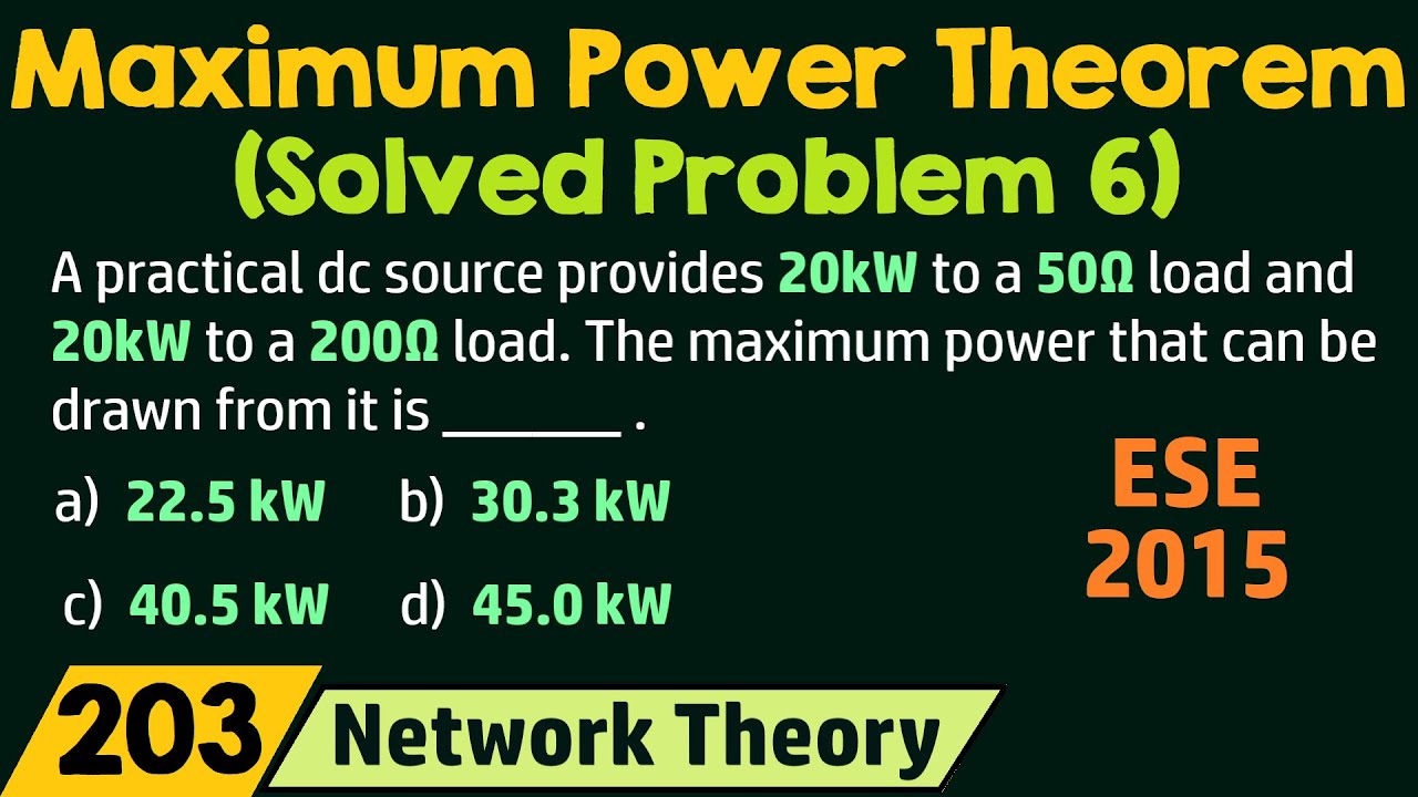 Maximum Power Transfer Theorem (Solved Problem 6)