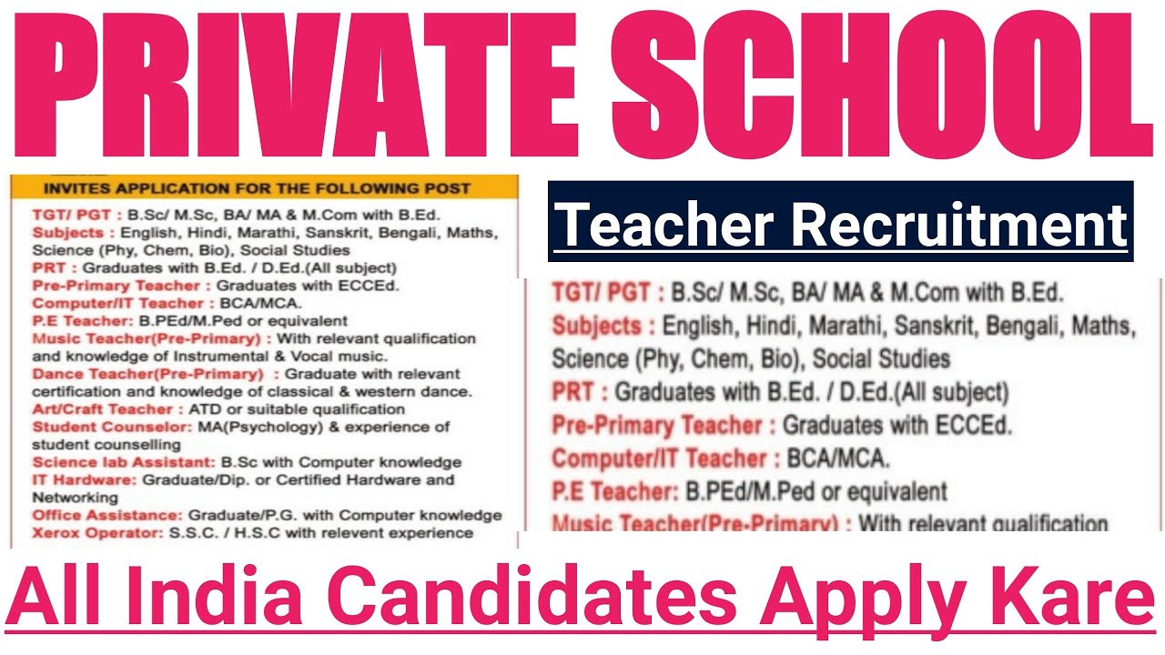 Private School Vacancy 2022 | Private School Teacher Recruitment 2022 | Teacher Job Vacancy 2022