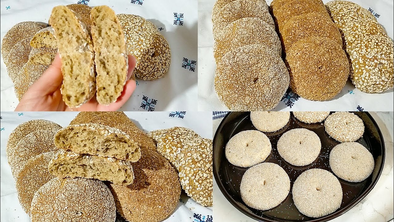 خبز الدار👌خبز الشعير والقمح الكامل بالخميرة البلدية بدون حموضة ولا دقيق ابيض صحي 100٪/خبز المحراش