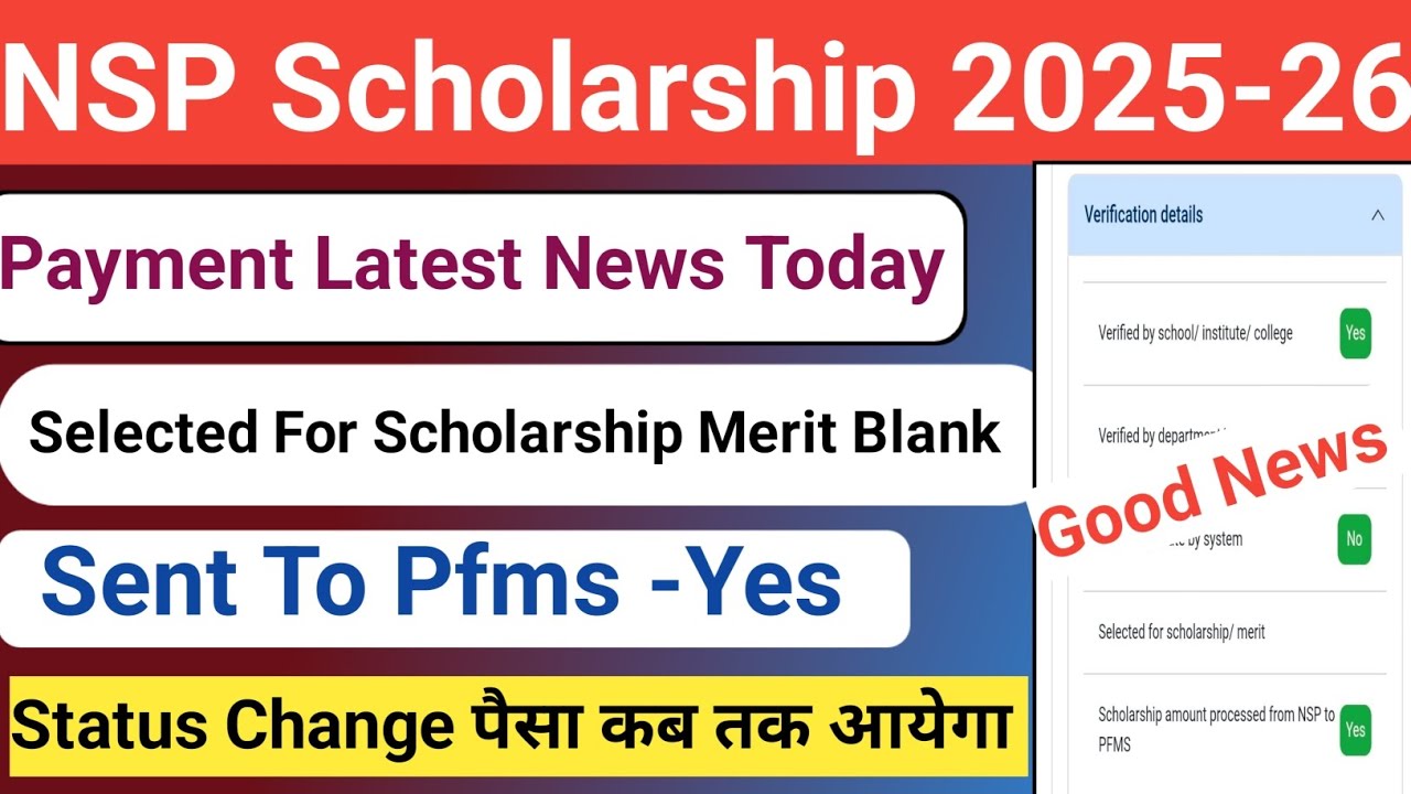 NSP Status Change 2026 | Current Status 2025-26 | Sent To Pfms For Payment | NSP Payment Kab Milega
