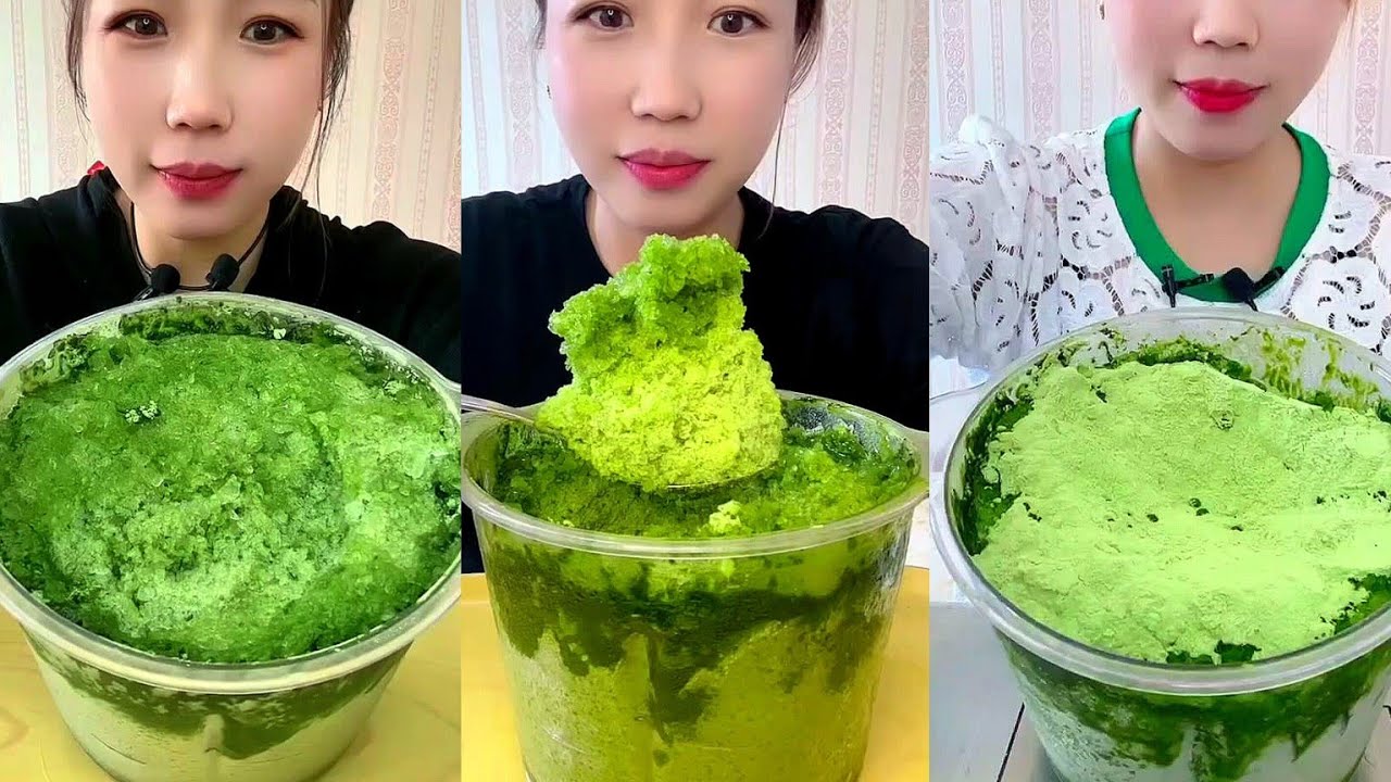 REQUEST || ASMR QIAN BLENDER ICE EATING WITH HEAVY MATCHA POWDER || LONG COMPILATION