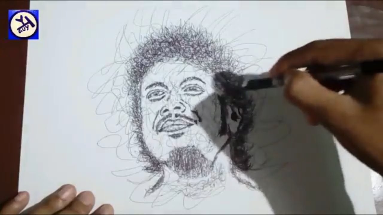 Ballpoint pen Drawing of Papon Angarag Mahanta II scribble art II Singer || Time lapse