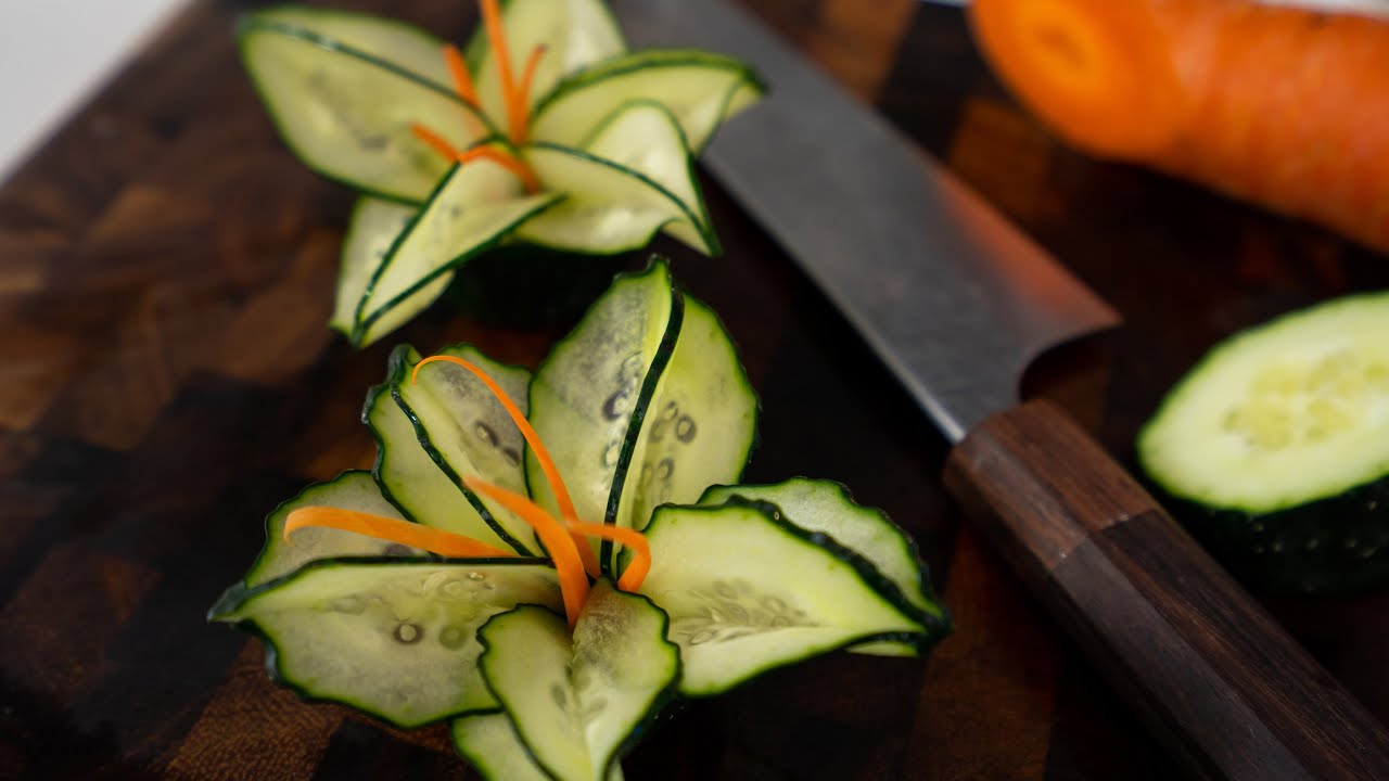 Cucumber Garnish Flower - Sensei Level Food Art