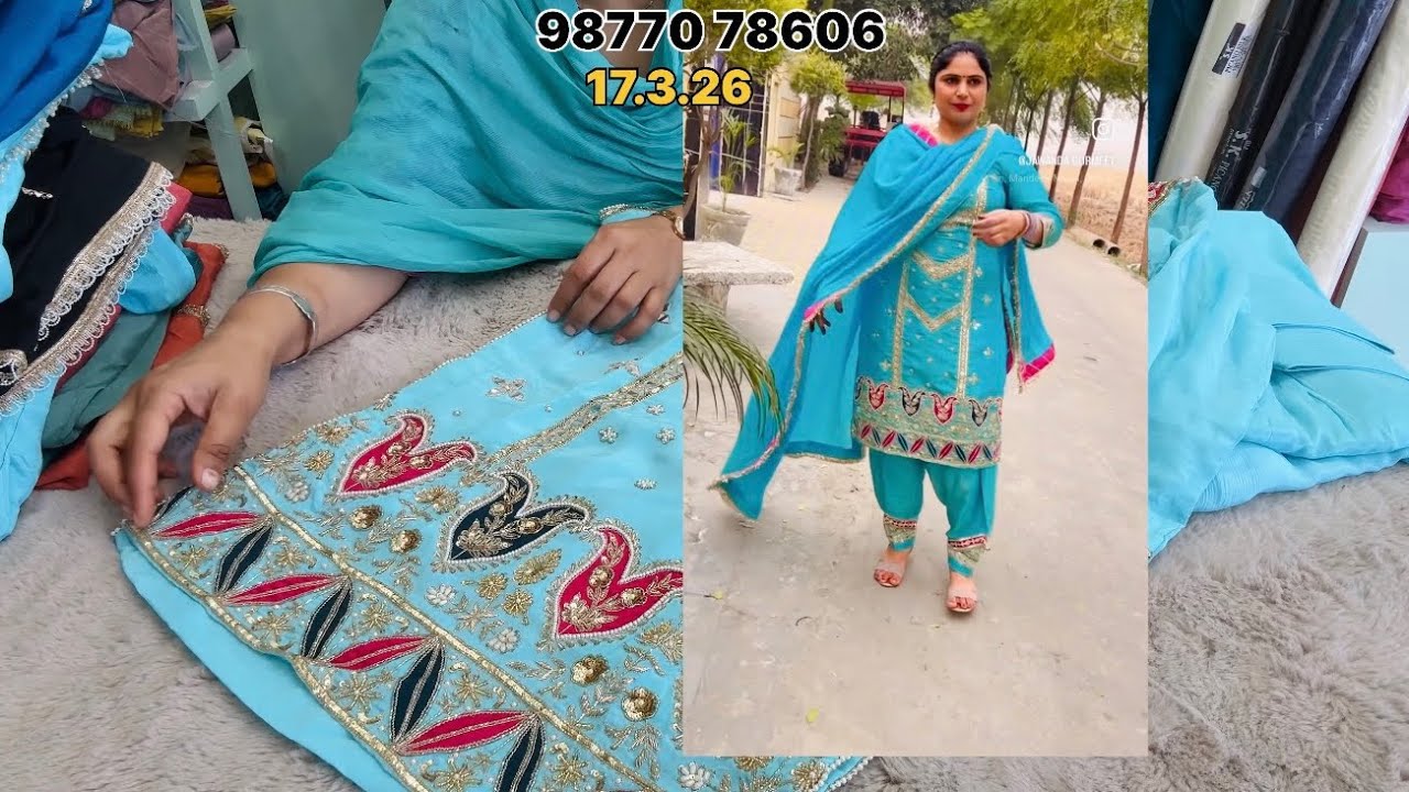 ਇੱਕ ਹੀ ਪਰਿਵਾਰ ਦਾ ਵਿਆਹ ਦਾ ਆਡਰ Handwork party wear suits design by Punjabi Corner 