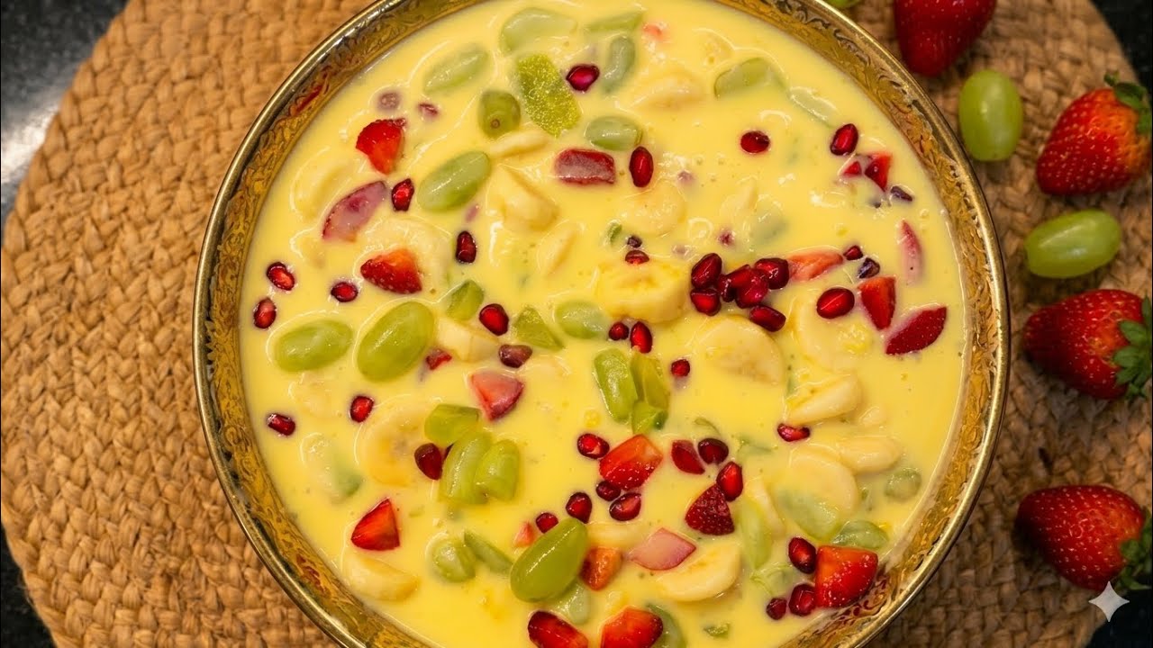 5 Minute Fruit Custard 😋 Easy & Creamy Dessert Recipe restaurant style at home@easy_recipe_kitchen 