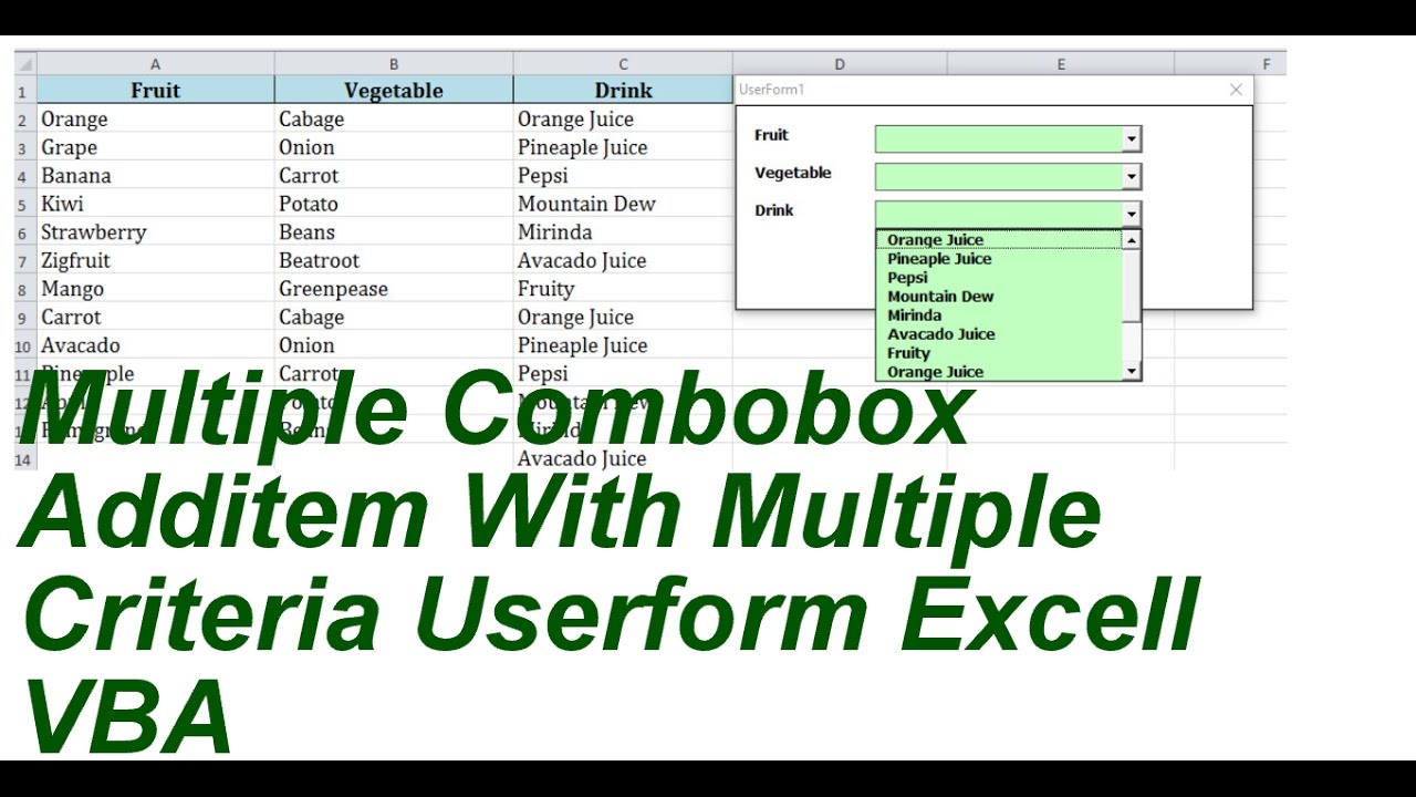 Multiple Combobox Additem Multiple Criteria Userform Excell VBA