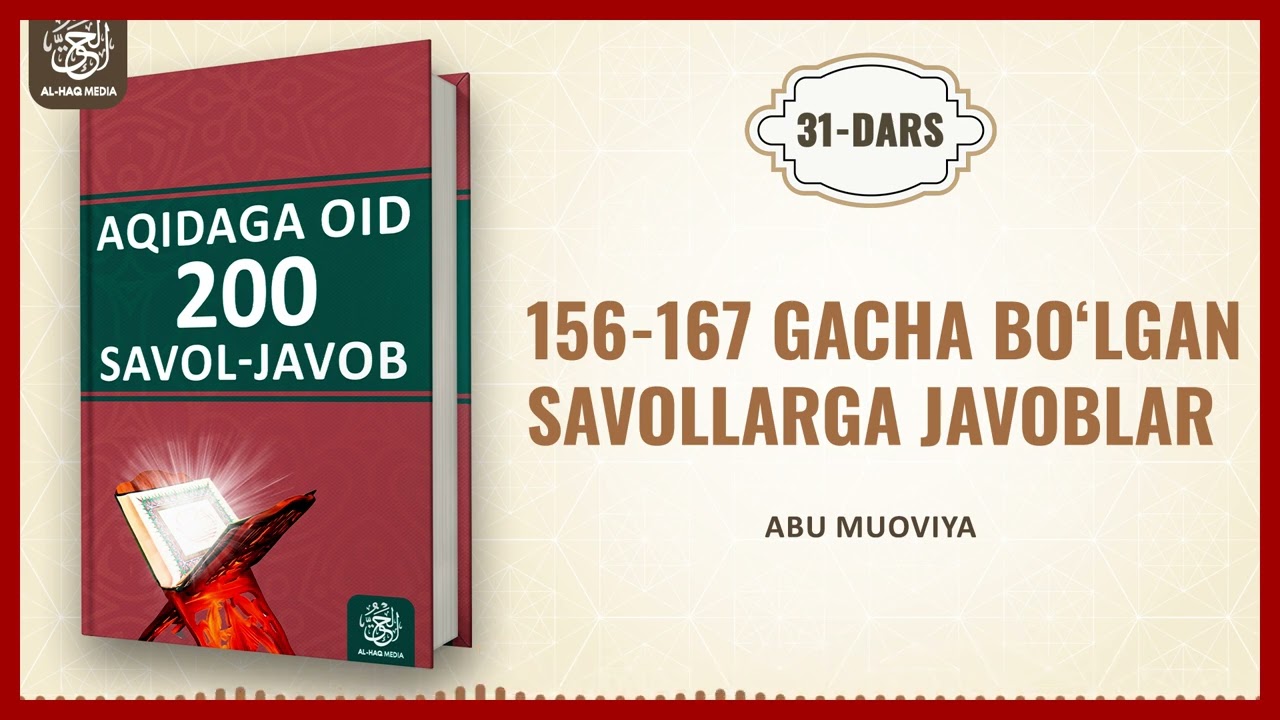 31-DARS || AQIDA DARSI || ABU MUOVIYA
