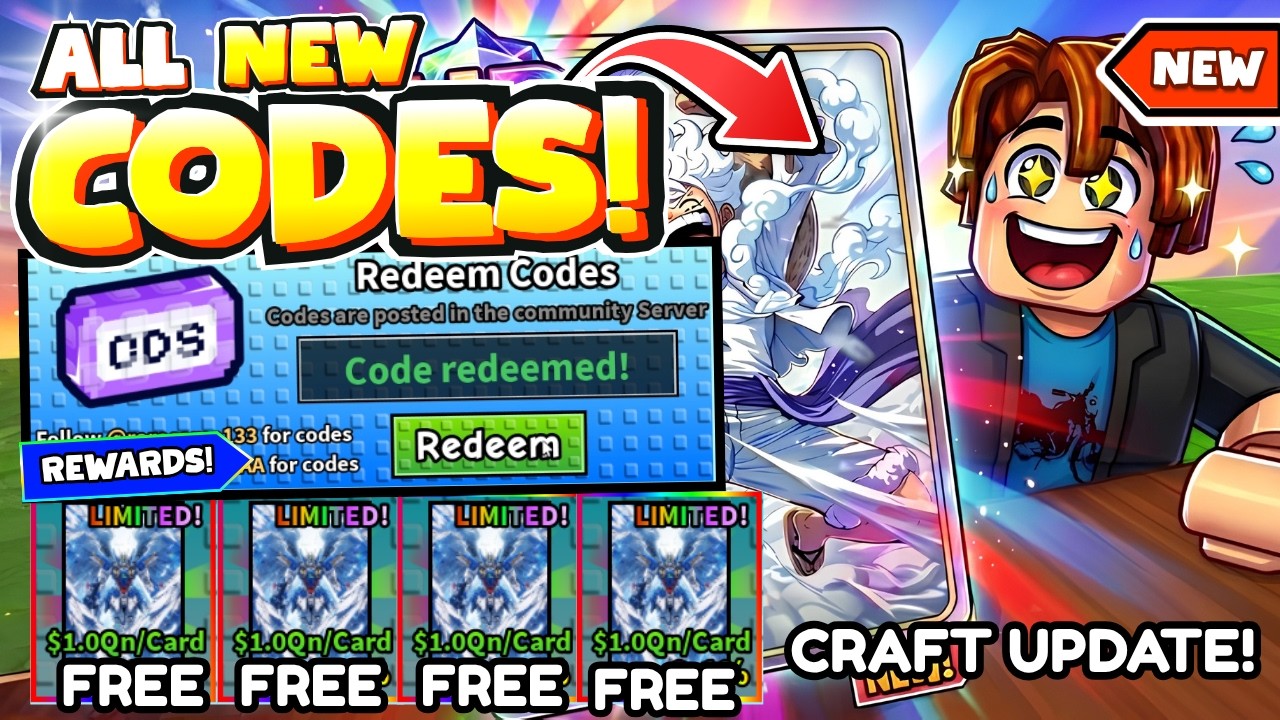 *🔨CRAFT UPDATE* ALL WORKING CODES FOR ANIME CARD FARM IN JULY 2026! ROBLOX ANIME CARD FARM