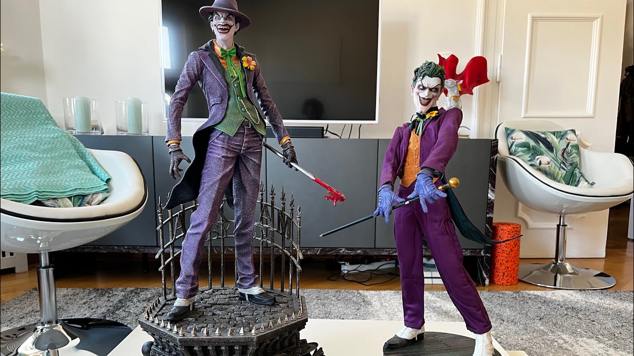 Comparison between Sideshow Joker PF OG and Custom Joker Statue