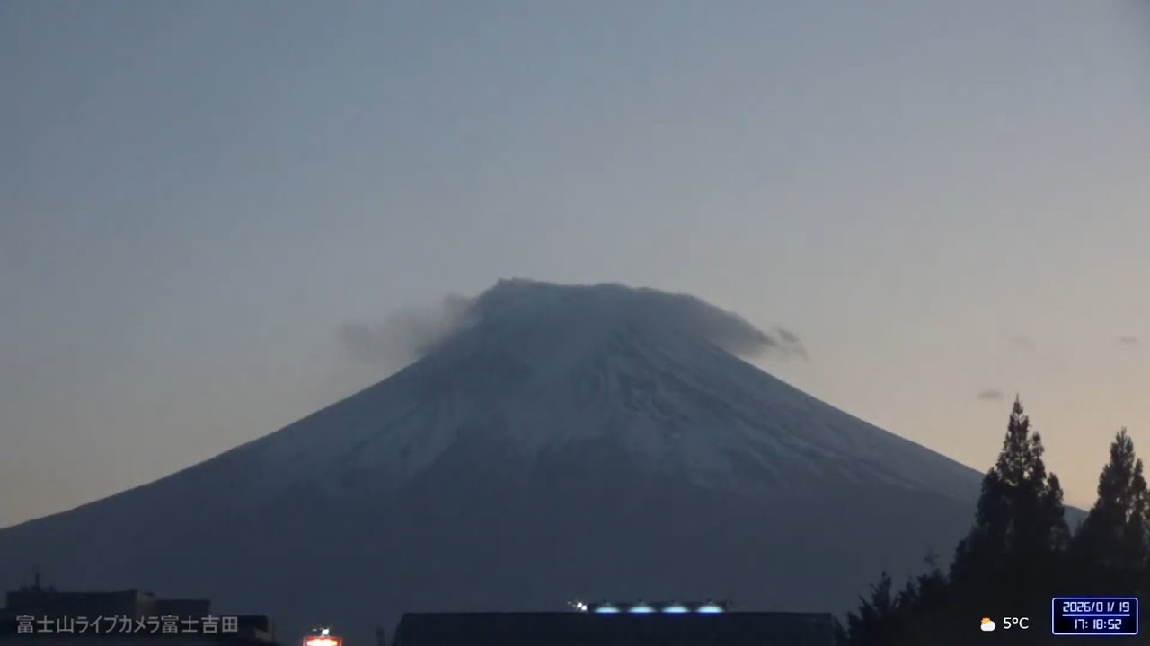 1月19日夕方の様子⛅8℃～4℃『富士山ライブカメラ富士吉田』