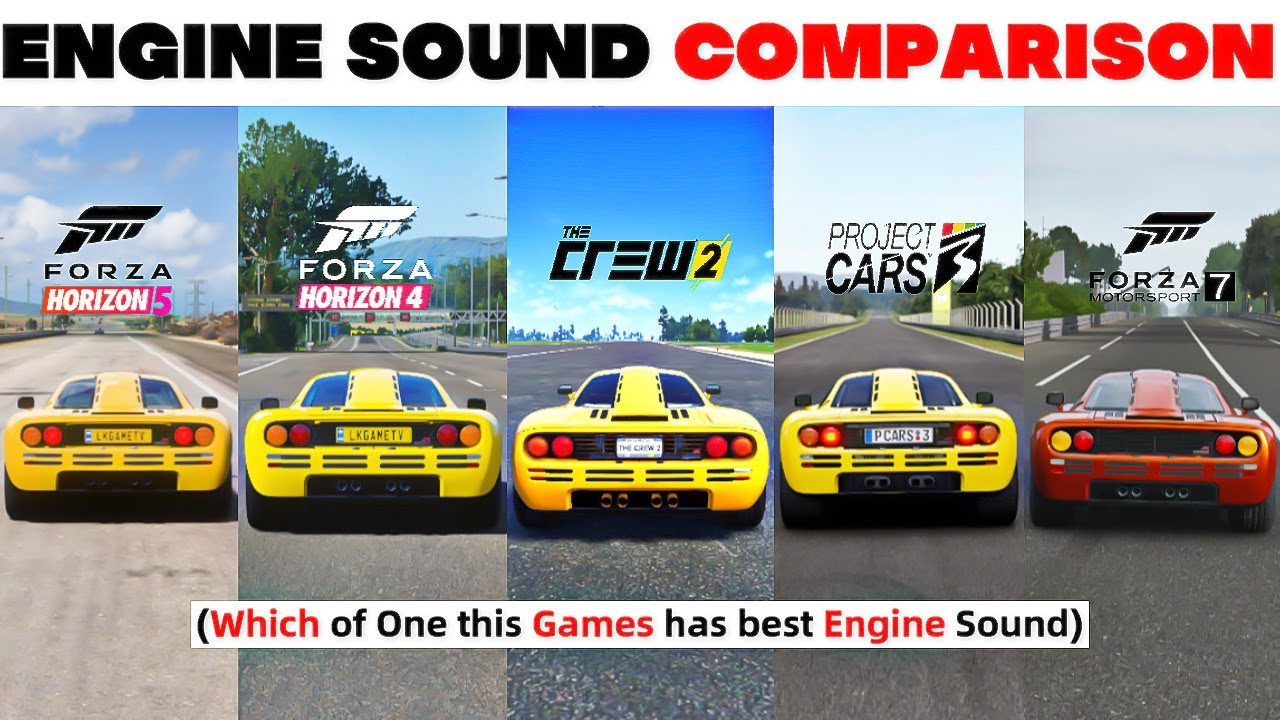 Mclaren F1 & Engine Sound Comparison in FH5, FH4, FM7, THE CREW 2, PROJECT CARS 3, GT7