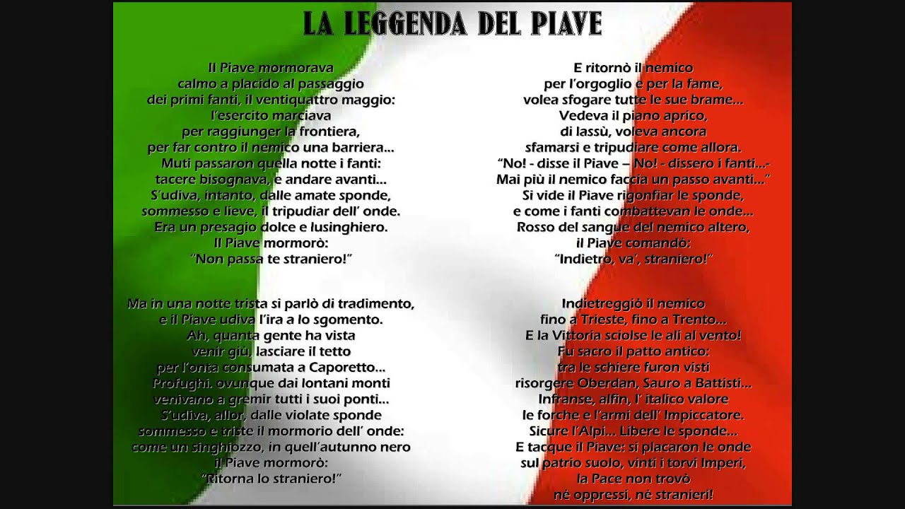 LA LEGGENDA DEL PIAVE CON TESTO ORIGINALE