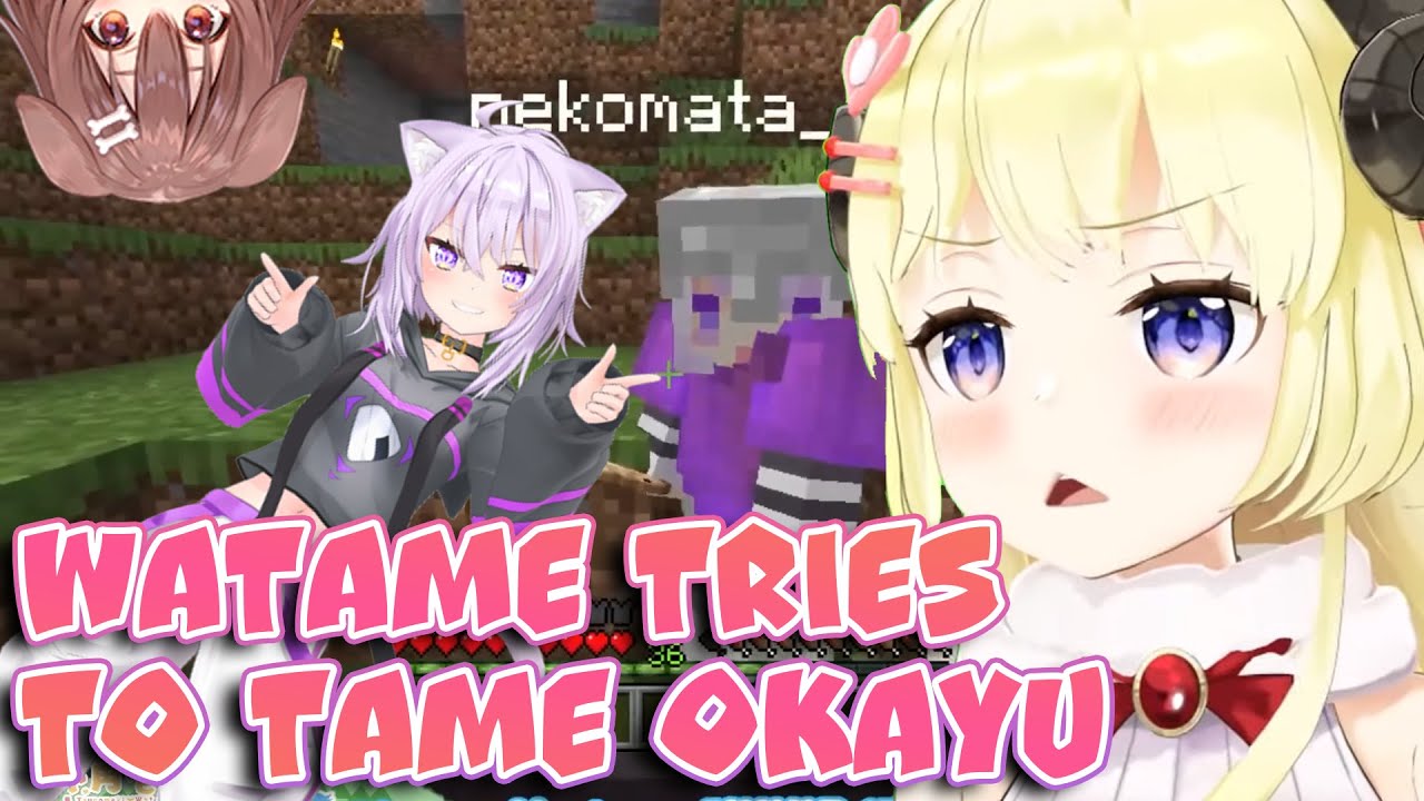 [Tsunomaki Watame] Watame tries to tame Okayu [Nekomata Okayu, Hololive Eng Sub]