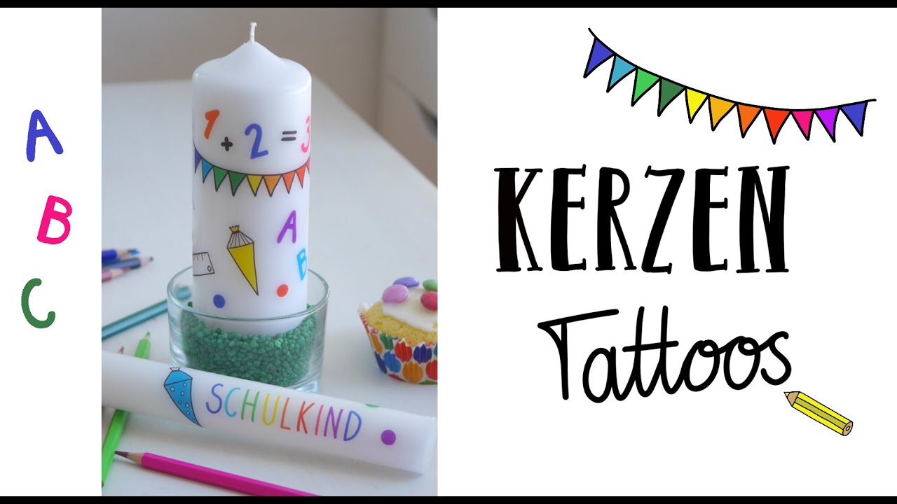 Einschulung - Kerzenverzieren mit Kerzentattoos zur Einschulung als Geschenk und Dekoration
