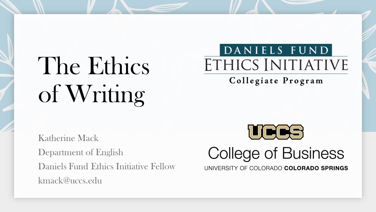 The Ethics of Writing - Engage Your Personal