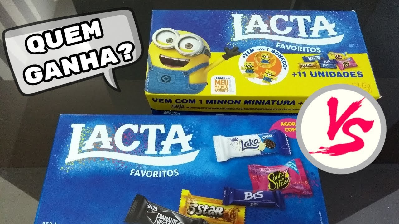 CAIXA de BOMBONS LACTA convencional e versão com Minions