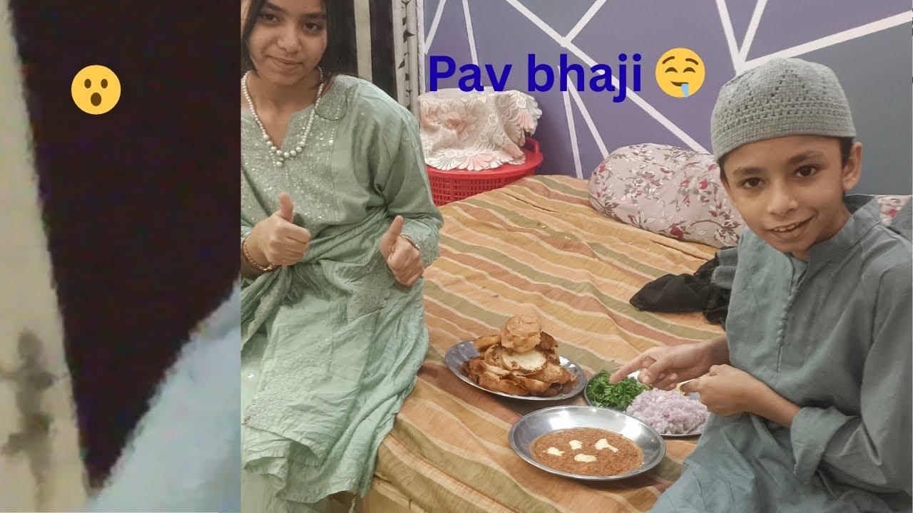 Tasty pav bhaji 🤤 itni badi chipkali 😮#my 27th vlog 😊