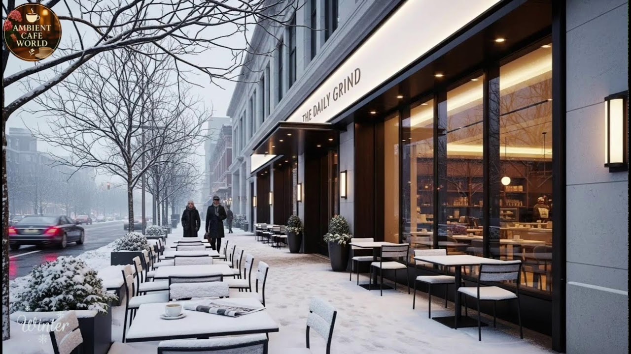 🔴 Calm Winter Night & Relaxing Jazz Background Music ,Cozy Coffee Shop Ambience with Soft Jazz Music