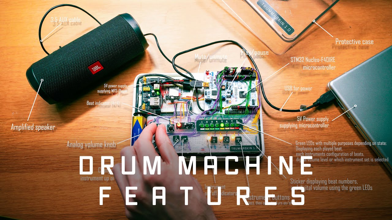 Homemade Drum Machine - All Features Demonstrated