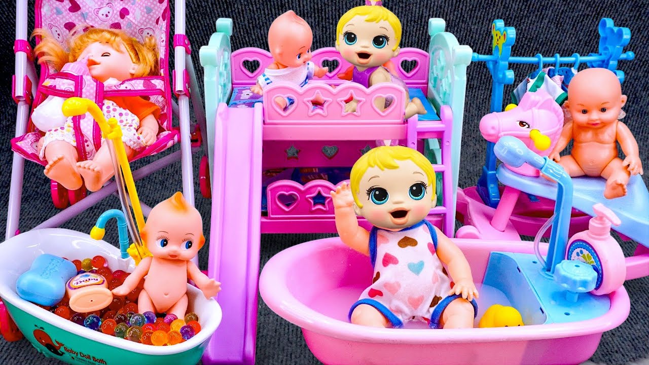 37 Minutes Satisfying with Unboxing Pink Princess House,Doll Bed Playset  Bathtub Toys ASMR