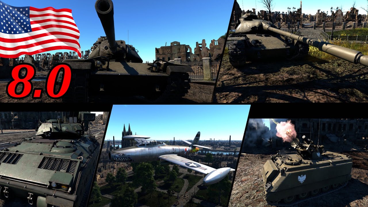 USA 8.0 | M3 Bradley, M60A1 (AOS), T95E1, M163, F-84G-21-RE | War Thunder PL