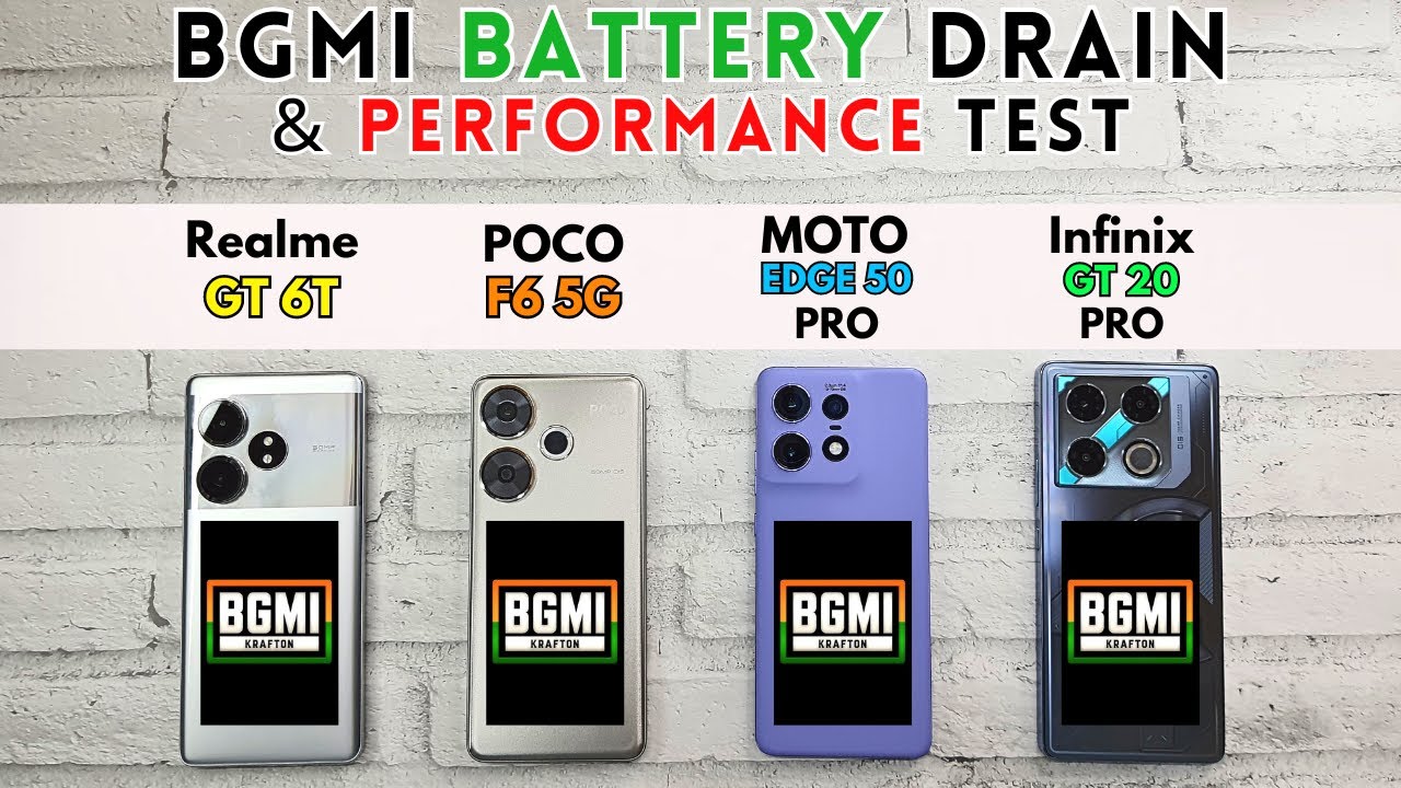 BGMI Extreme BATTERY Drain 🔥 | POCO F6 5G vs Realme GT 6T vs Moto Edge 50 Pro vs Infinix GT 20 Pro