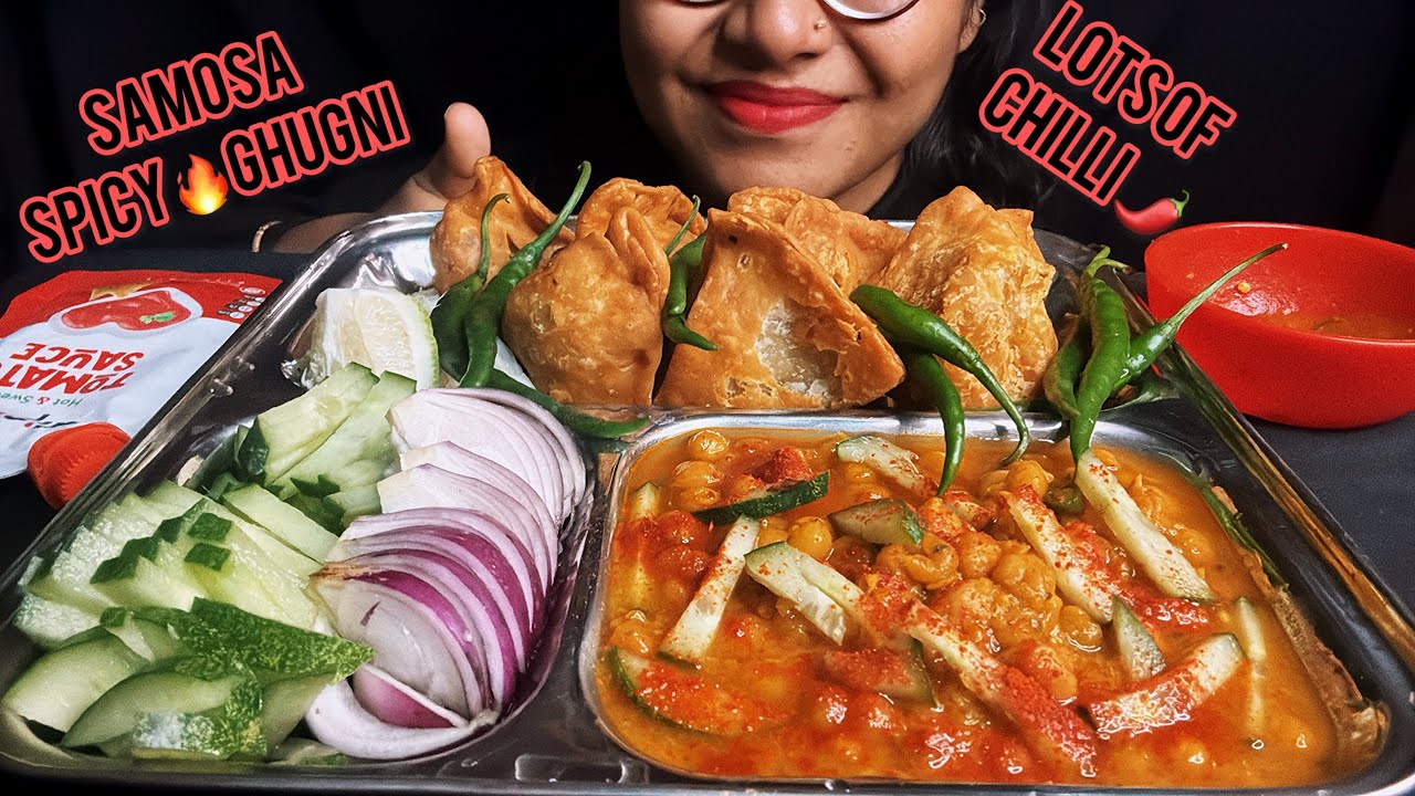 Samosa Ghugni Mukbang 🌶️Added TOO MUCH CHILLI