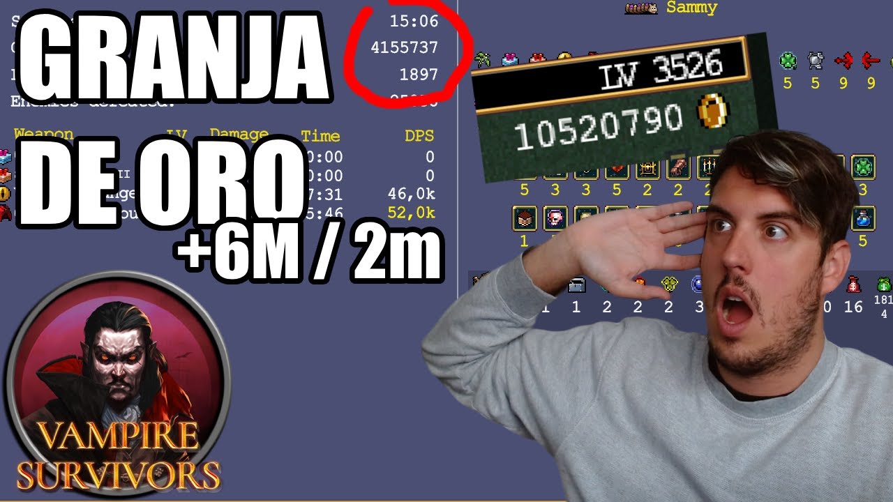 ¡Cómo Conseguir 6 MILLONES de Oro en 2 Minutos! Guía de Granja de Oro ÉPICA en Vampire Survivors