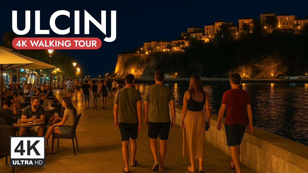 Ulcinj Montenegro - Night Walking Tour 4K, May 2025