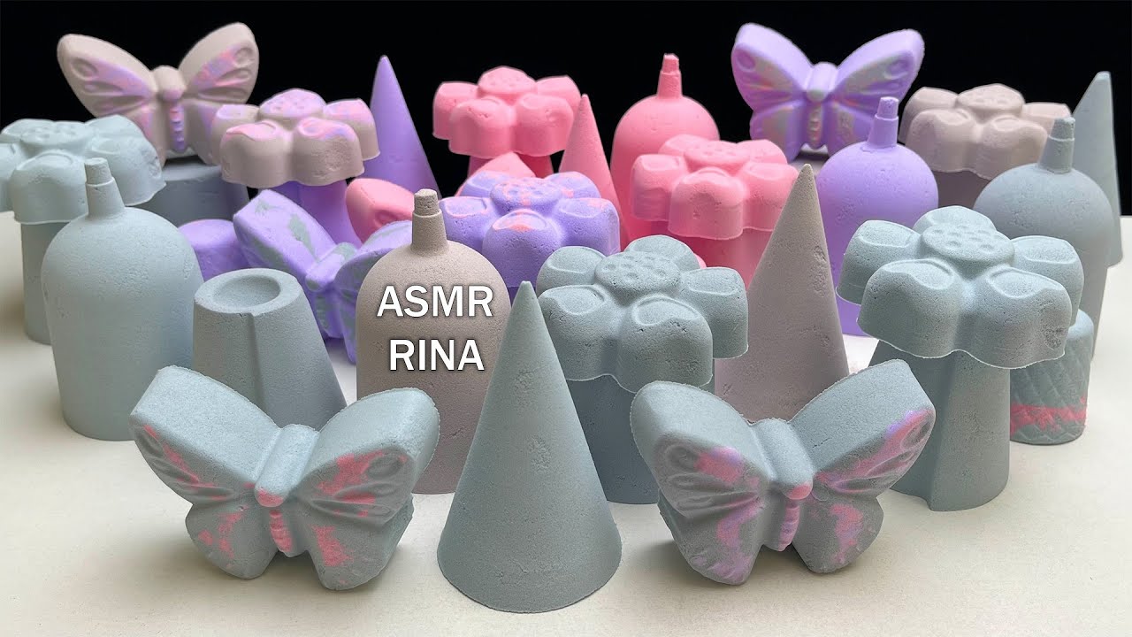 ASMR baking soda many flowers and butterflies
