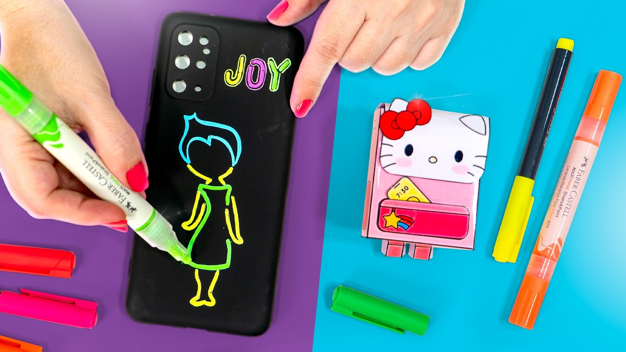 IDEIAS DIVERTIDAS 🥰 Volta &agrave;s Aulas Miniatura, Capinha de Celular Neon, Capa de Caderno e Experimento