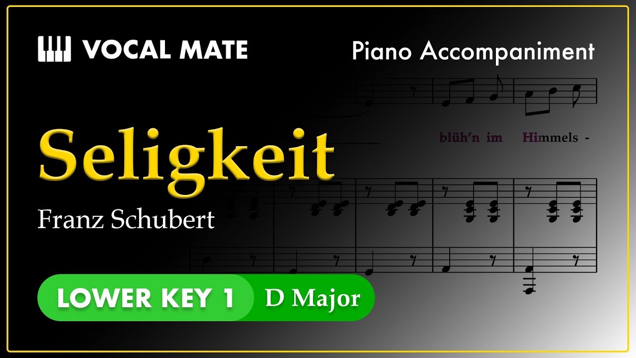 Seligkeit - Franz Schubert | D Major | Piano Accompaniment and Highlighted Lyrics