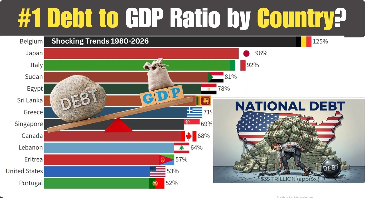 Debt to GDP Ratio by Country (1980&ndash;2026) 📊