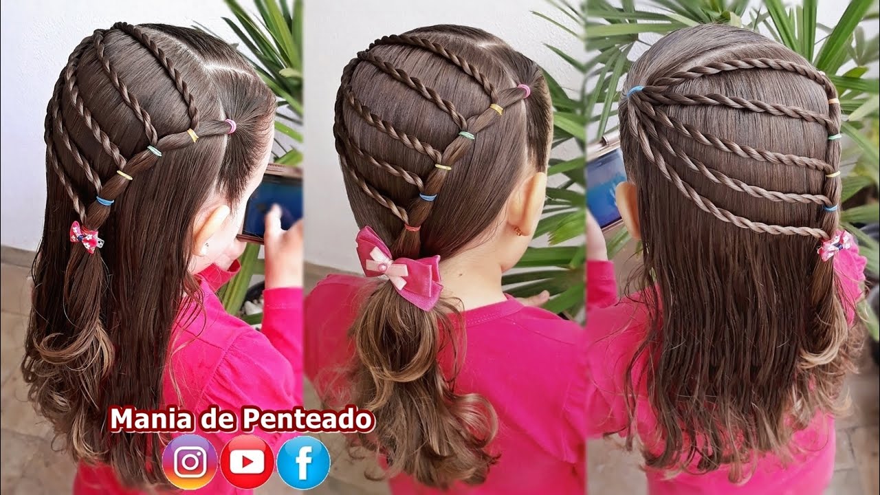Penteado Infantil fácil de ligas para cabelo solto ou com amarração