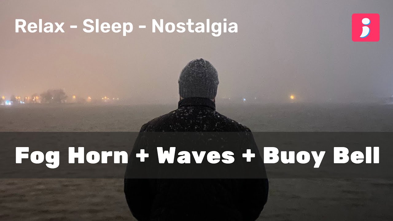 Foggy Harbor With Distant Fog Horn and Gentle Waves on the Shore, Buoy Bell—Relaxing and Nostalgic