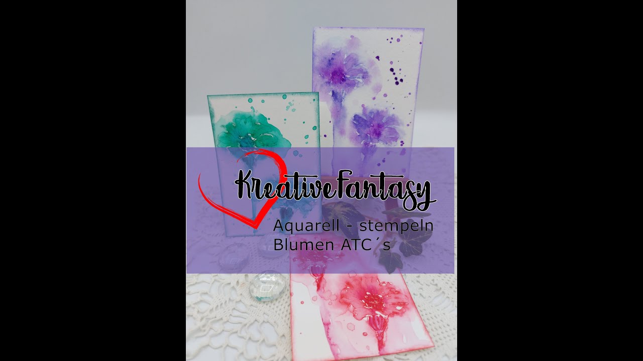 ATC&acute;s (Artist Trading Card&acute;s), neue Technik: Aquarell stempeln, Blumen #KreativeFantasy