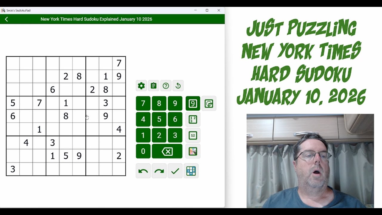 New York Times Hard Sudoku January 10 2026