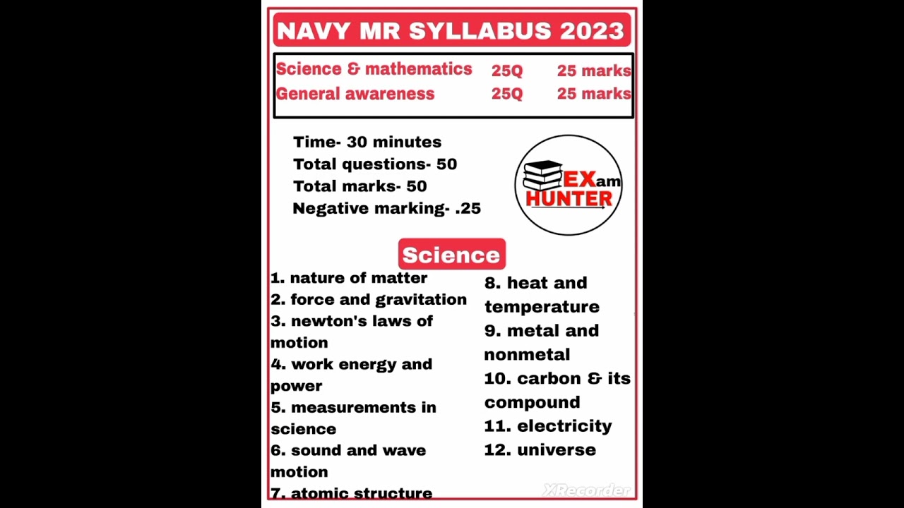 navy mr syllabus 2023 science @EX-amhunter