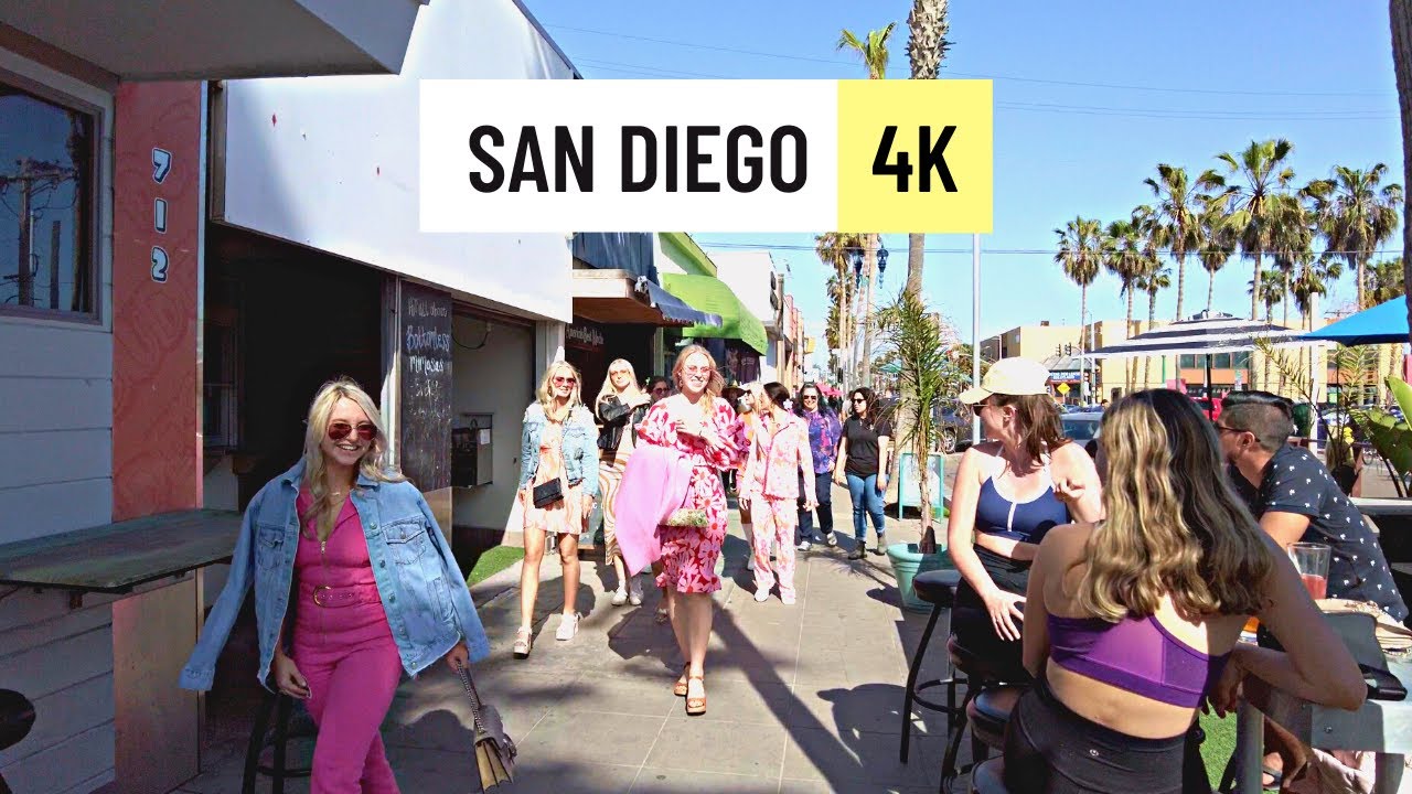 San Diego Beach 🇺🇸 Pacific Beach California walk 4K 60fps March 2023
