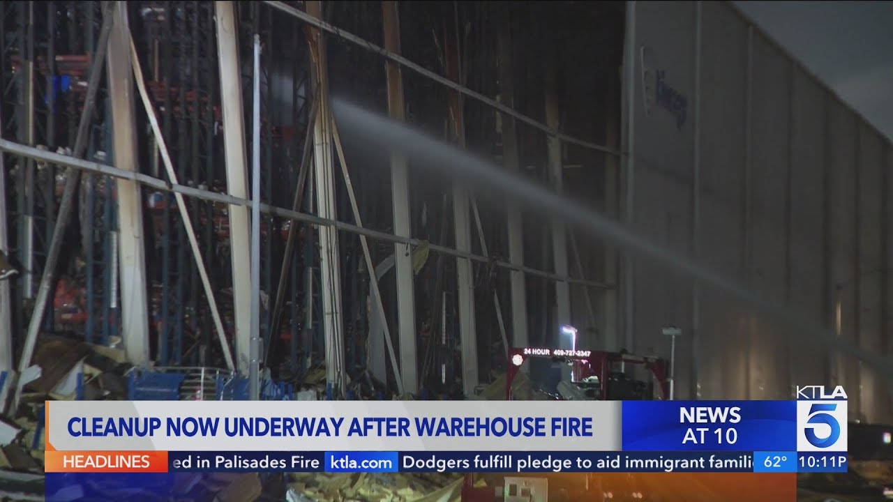Cleanup underway after Boyle Heights warehouse fire