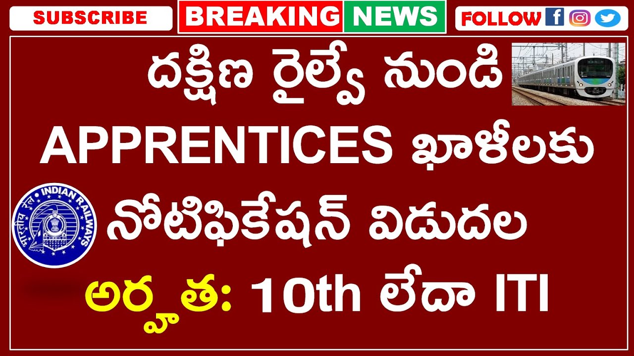 RRB RECRUITMENT 2021 | SOUTHERN RAILWAY Engagement of Act Apprentices | 10TH PASS | ITI