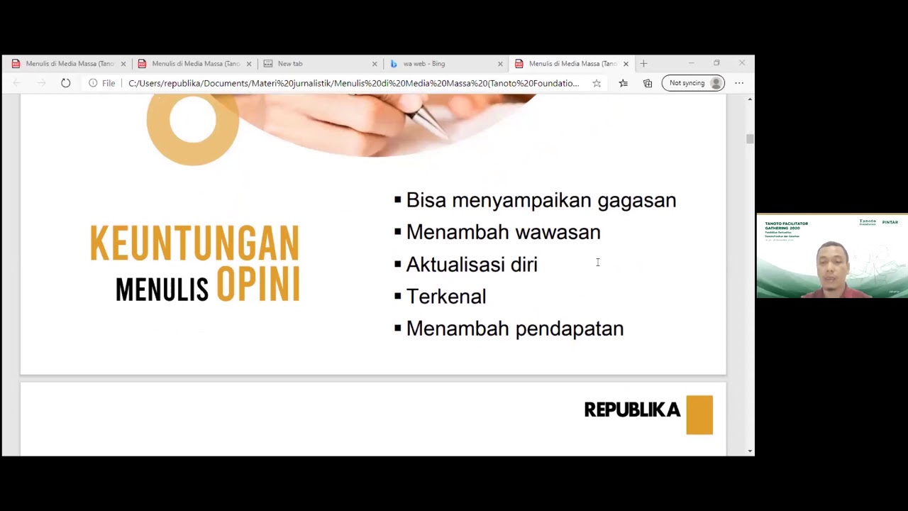 Webinar Interaktif Menulis Artikel Opini di Harian Republika