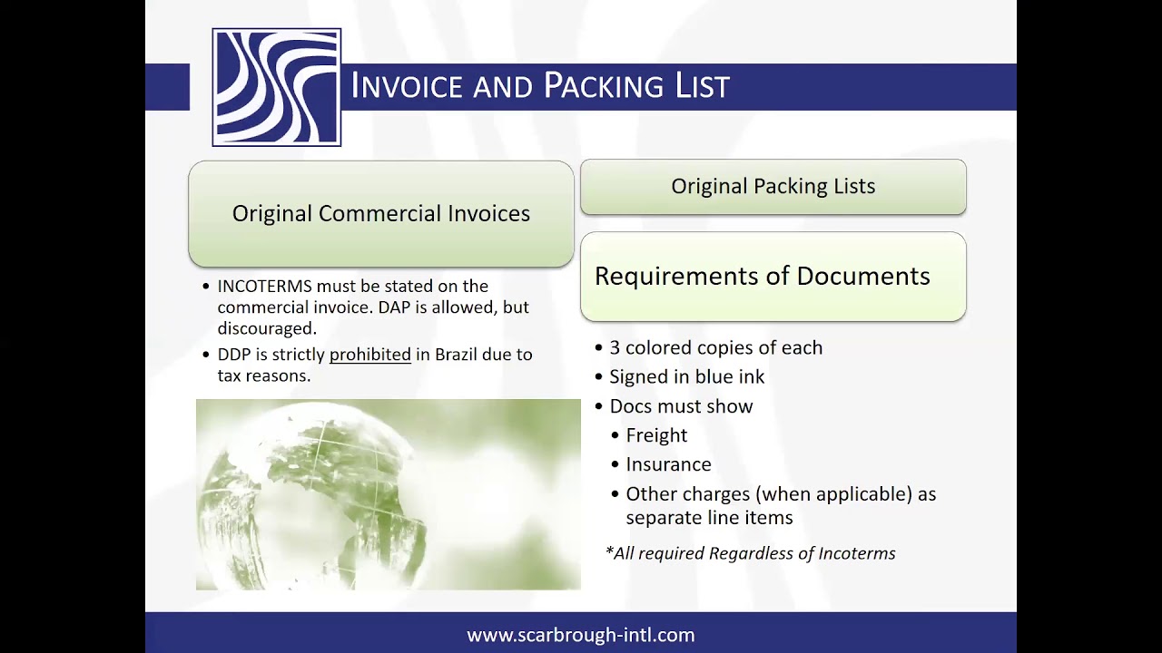 Documents required to ship to Brazil
