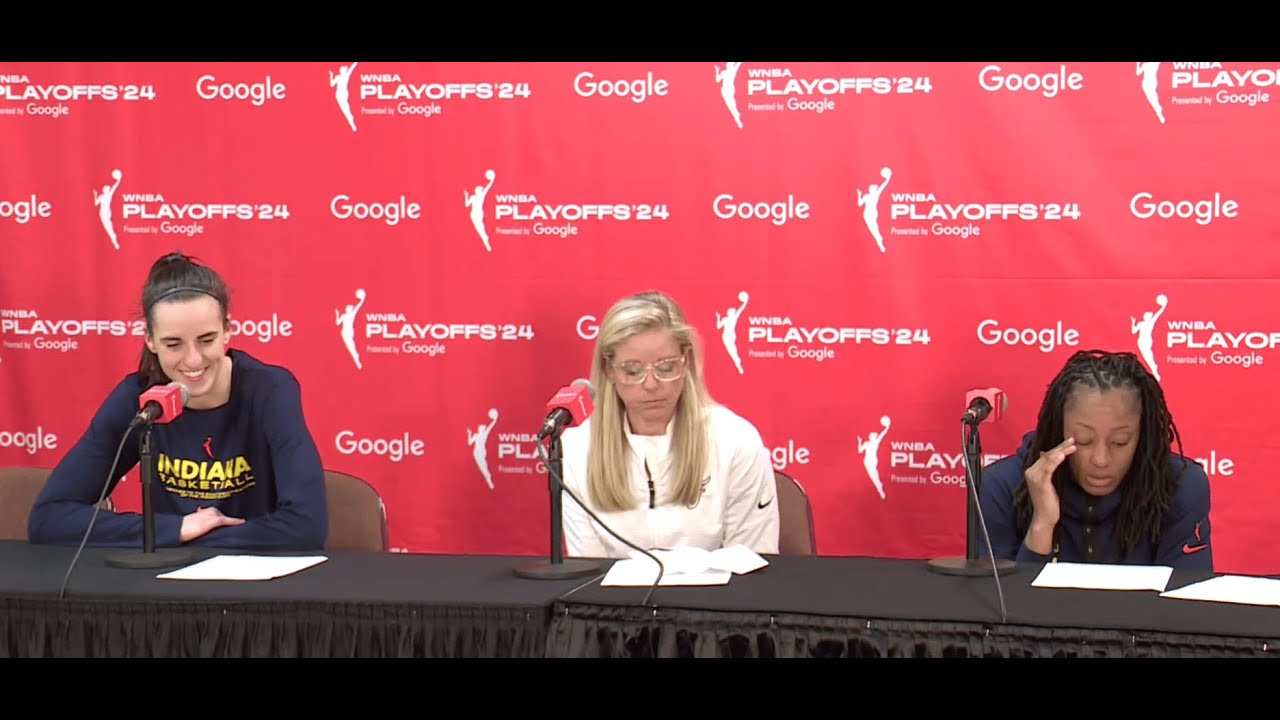 Indiana Fever press conference: Caitlin Clark, Kelsey Mitchell, Christie Sides after Game 1 vs Sun